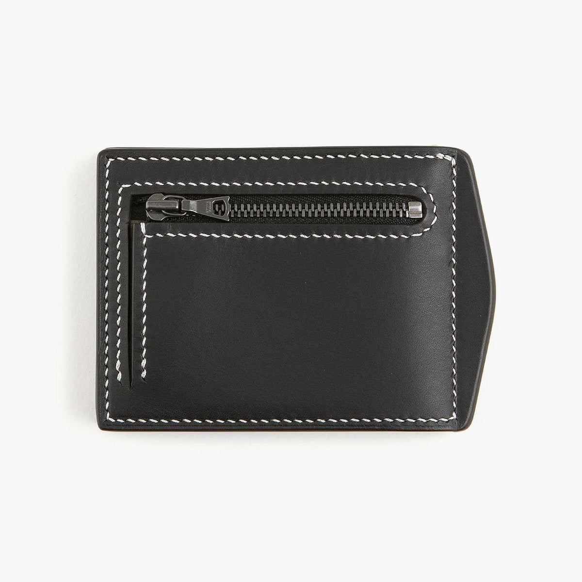 外装 小銭入れ側（リスシオ）：Black ／ 糸色（MeiSi）：Pearl Gray ／ ファスナーテープ：Black ／ 金具：Black
