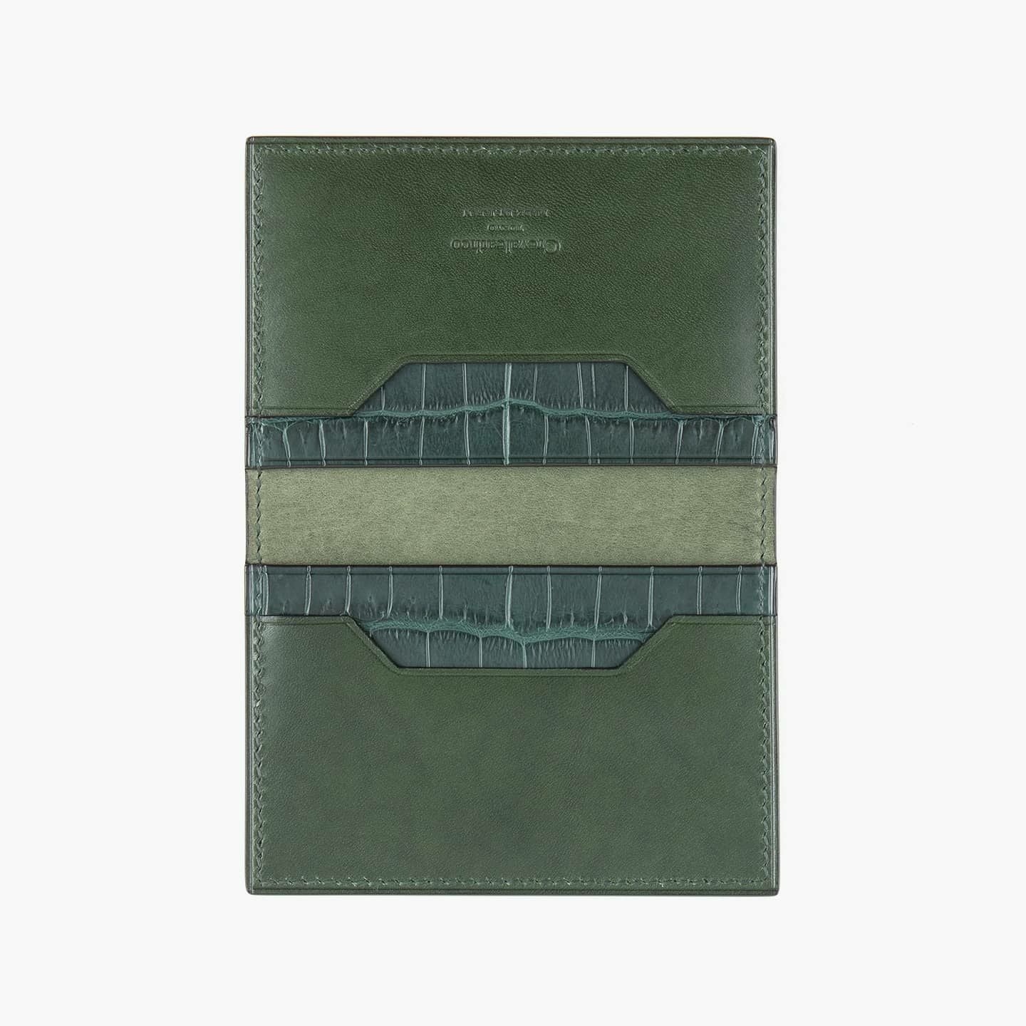 外装（ブリランテ）：Green、内装（ブリランテ）：Green、カード段装飾（クロコダイル）：Green