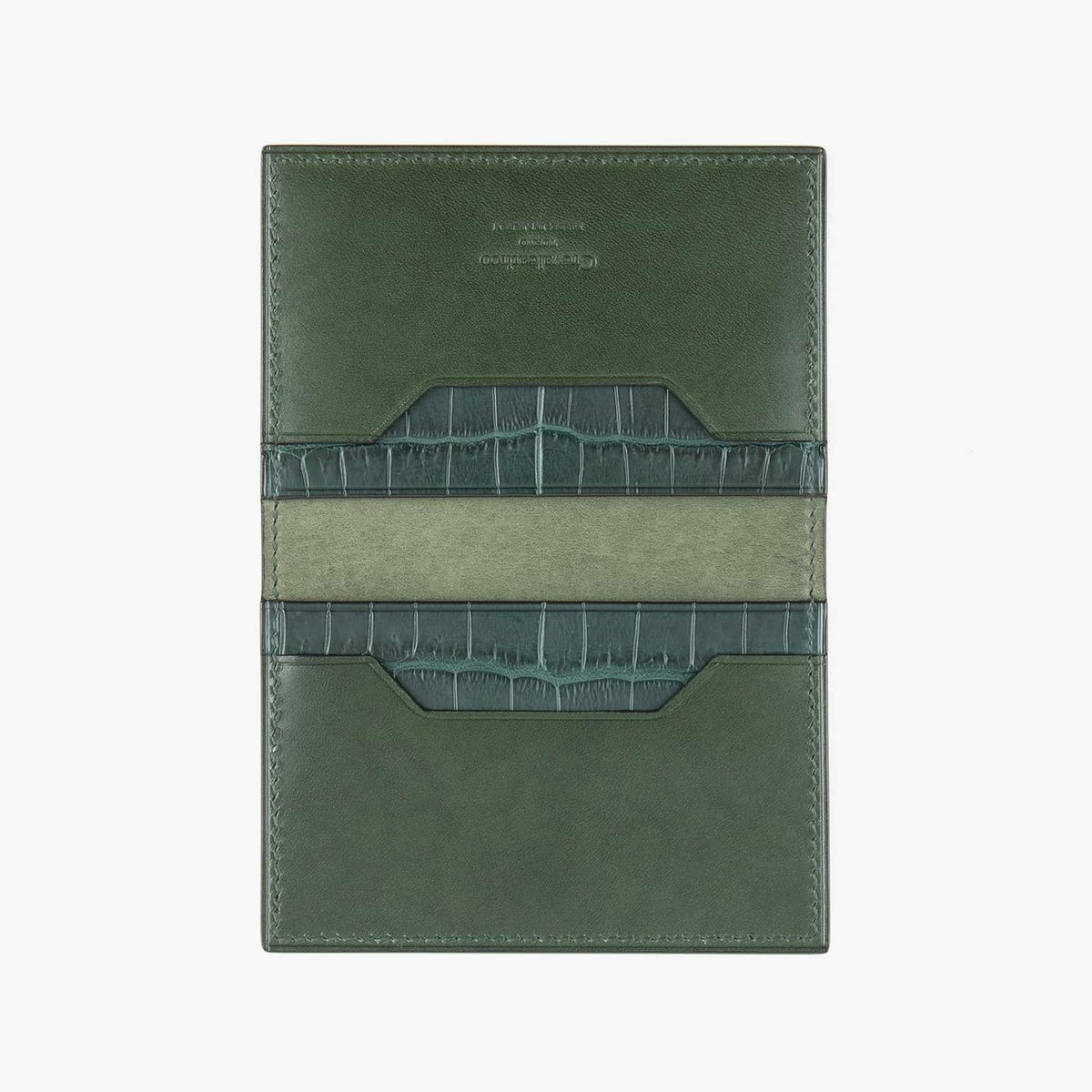 外装（ブリランテ）：Green、内装（ブリランテ）：Green、カード段装飾（クロコダイル）：Green