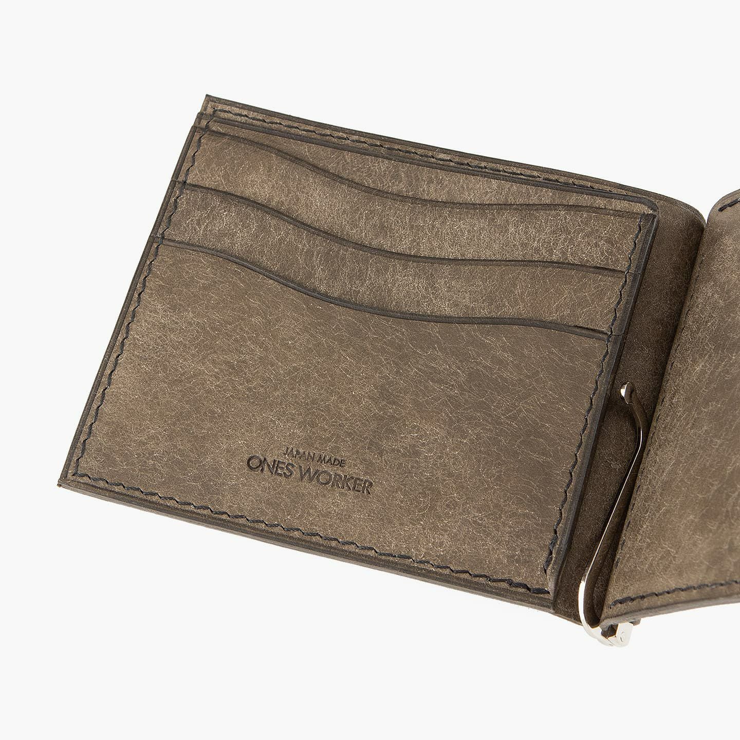 SLOW グレー レザー マネークリップ　beams別注 マネークリップ・拘りの革小物 MLS（Mens Leather Store）