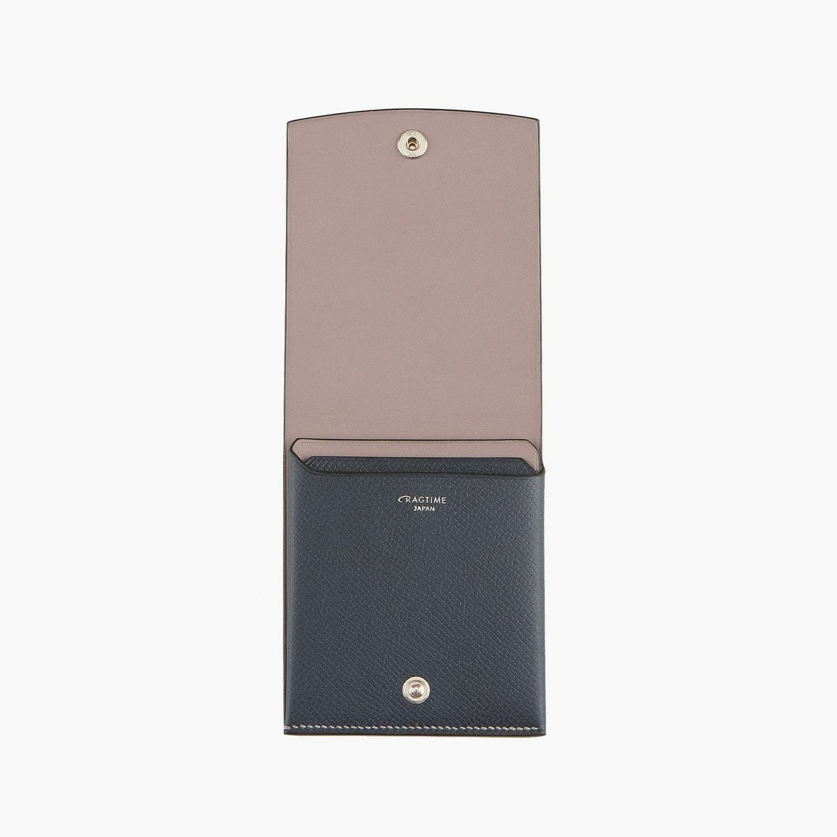 外装 & 内装カードポケット（ダービー）：Navy Blue ／ 内装裏地（バラニール）：Gray ／ 糸色（MeiSi）：Seagull Ash