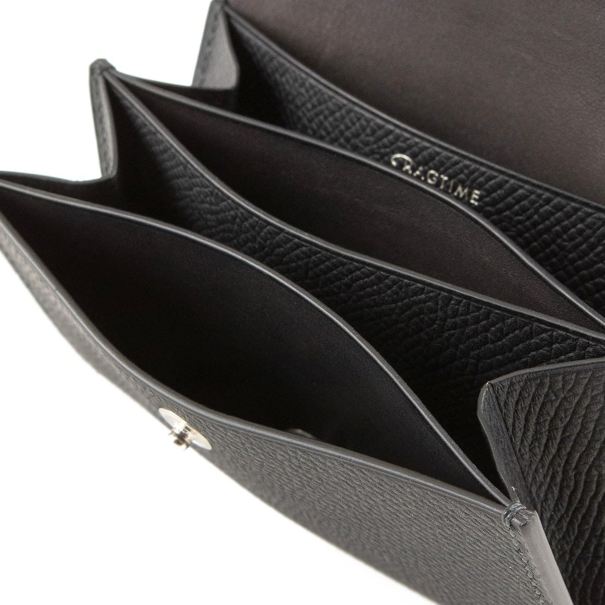 外装 & 内装カードポケット（ダービー）：Noir ／ 内装裏地（バラニール）：Black ／ 糸色（MeiSi）：Dark Gray