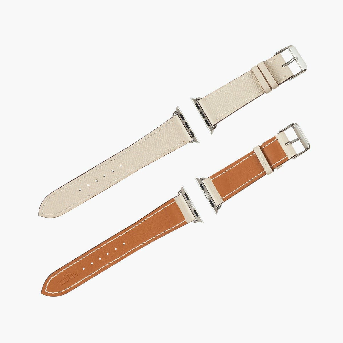 Apple Watch ケースサイズ：38 - 41 mm、腕周りサイズ：ML、表面（ダービー）：Ivory、糸色：Cream