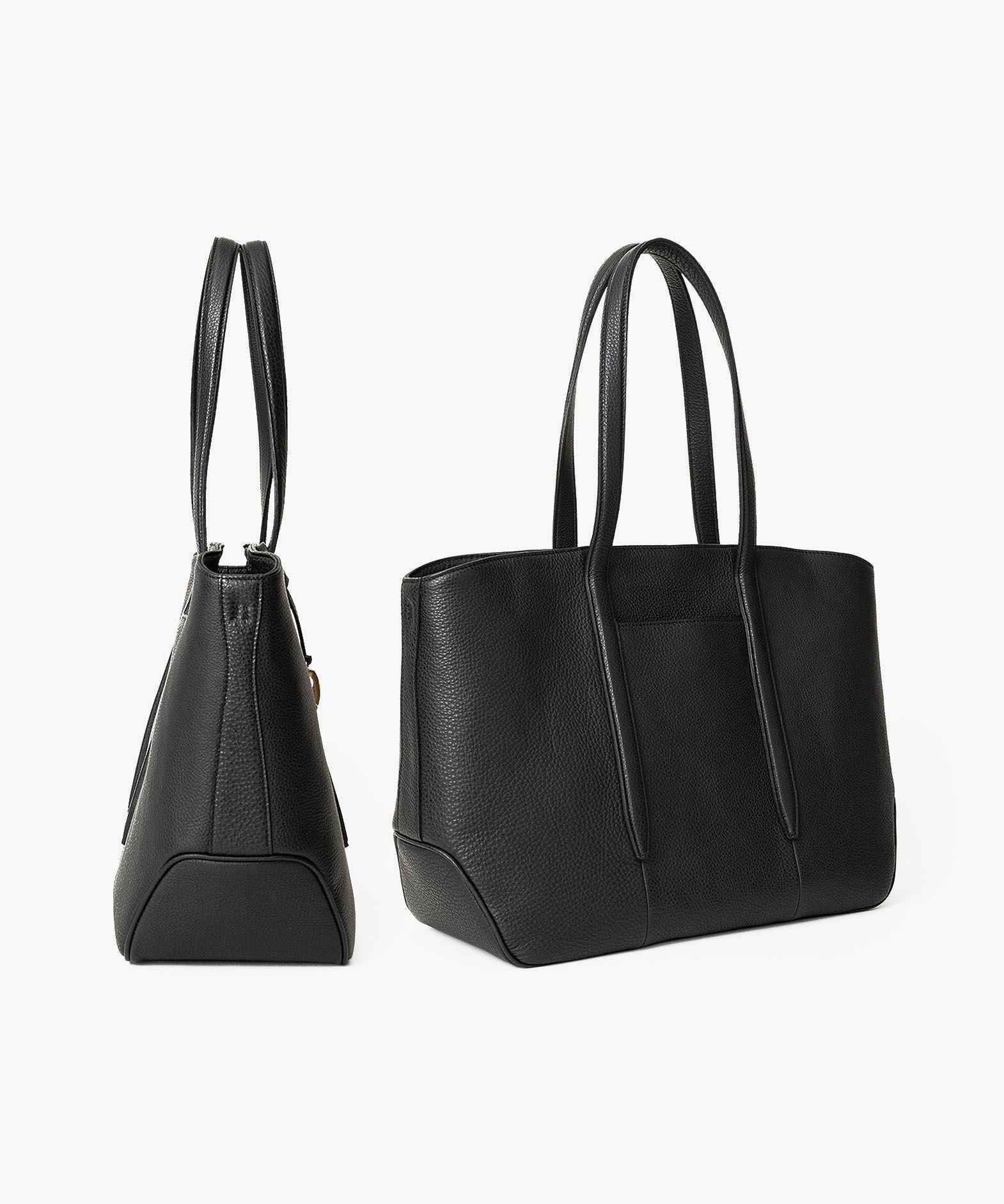 ETiAM シュリンクレザー ファスナートートバッグ Flexi シュリンク ファスナートートバッグ（S）《Flexi》 - Black - | ETiAM