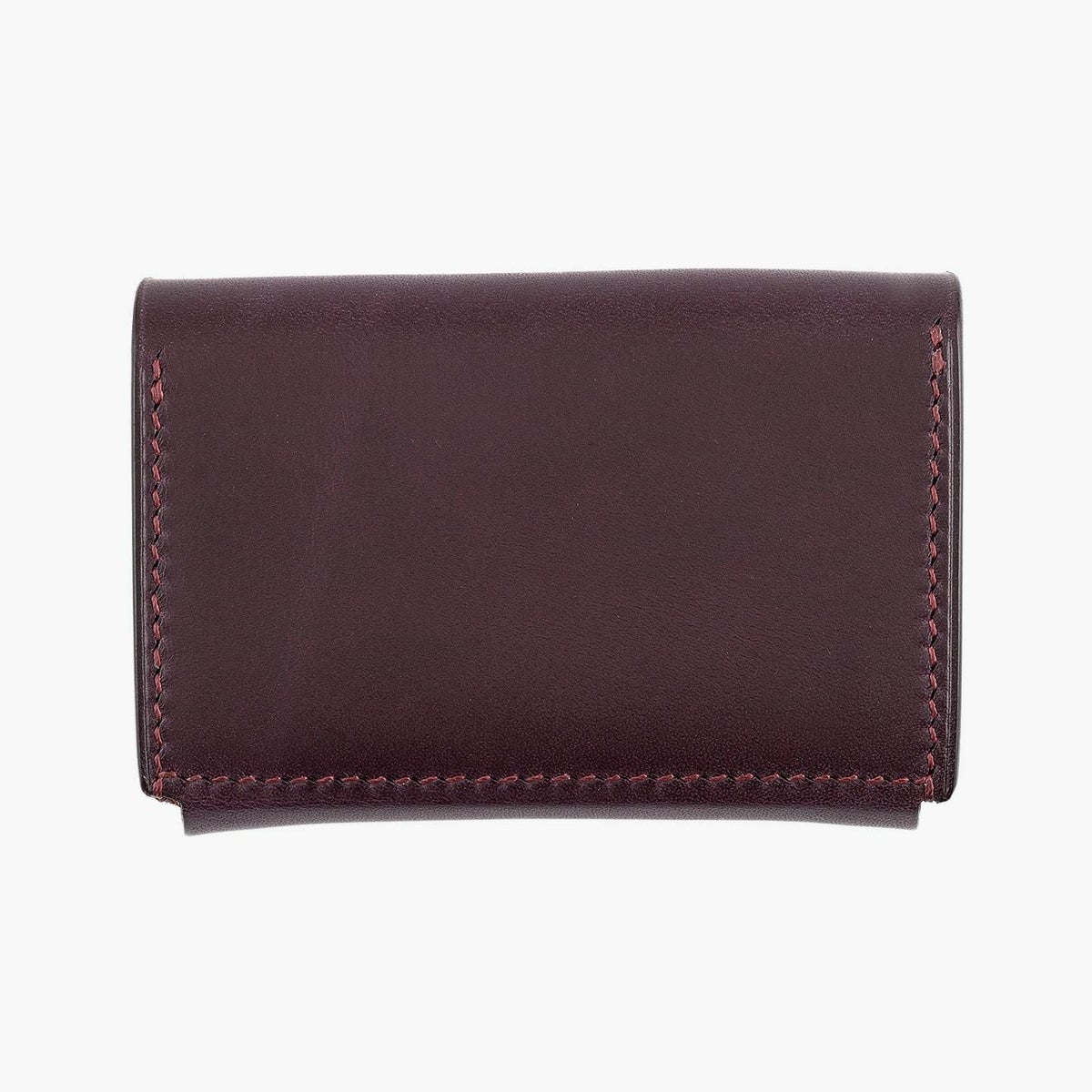 インナーポケット：2つ（スリット仕様）、外装（リスシオ）：Prugna、内装（プエブロ）：Coccinella、糸色：Burgundy