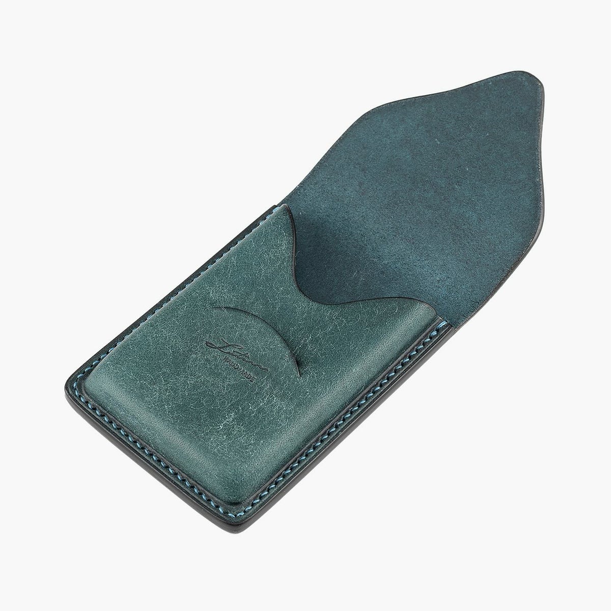 外装：Petrolio、裏面ポケット：Petrolio、糸色：Lake Blue