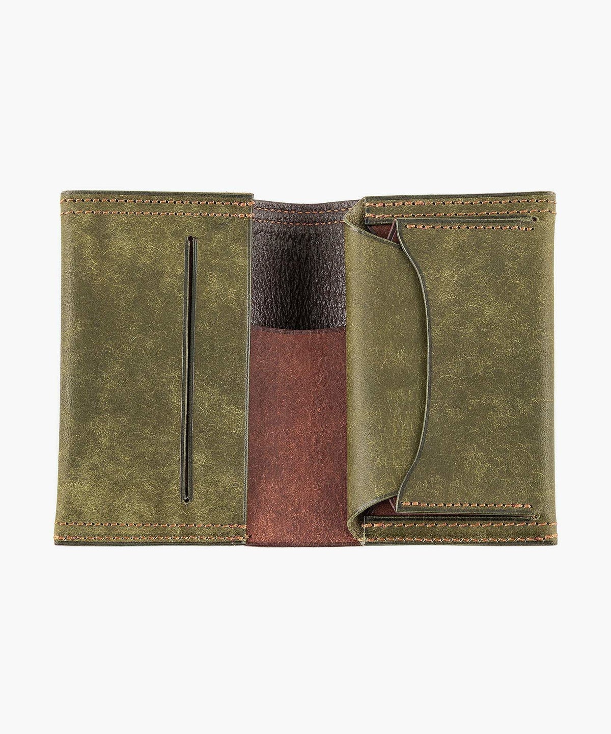 外装（プエブロ）：Oliva、内装装飾（プエブロ）：Tabacco、糸色：Brown