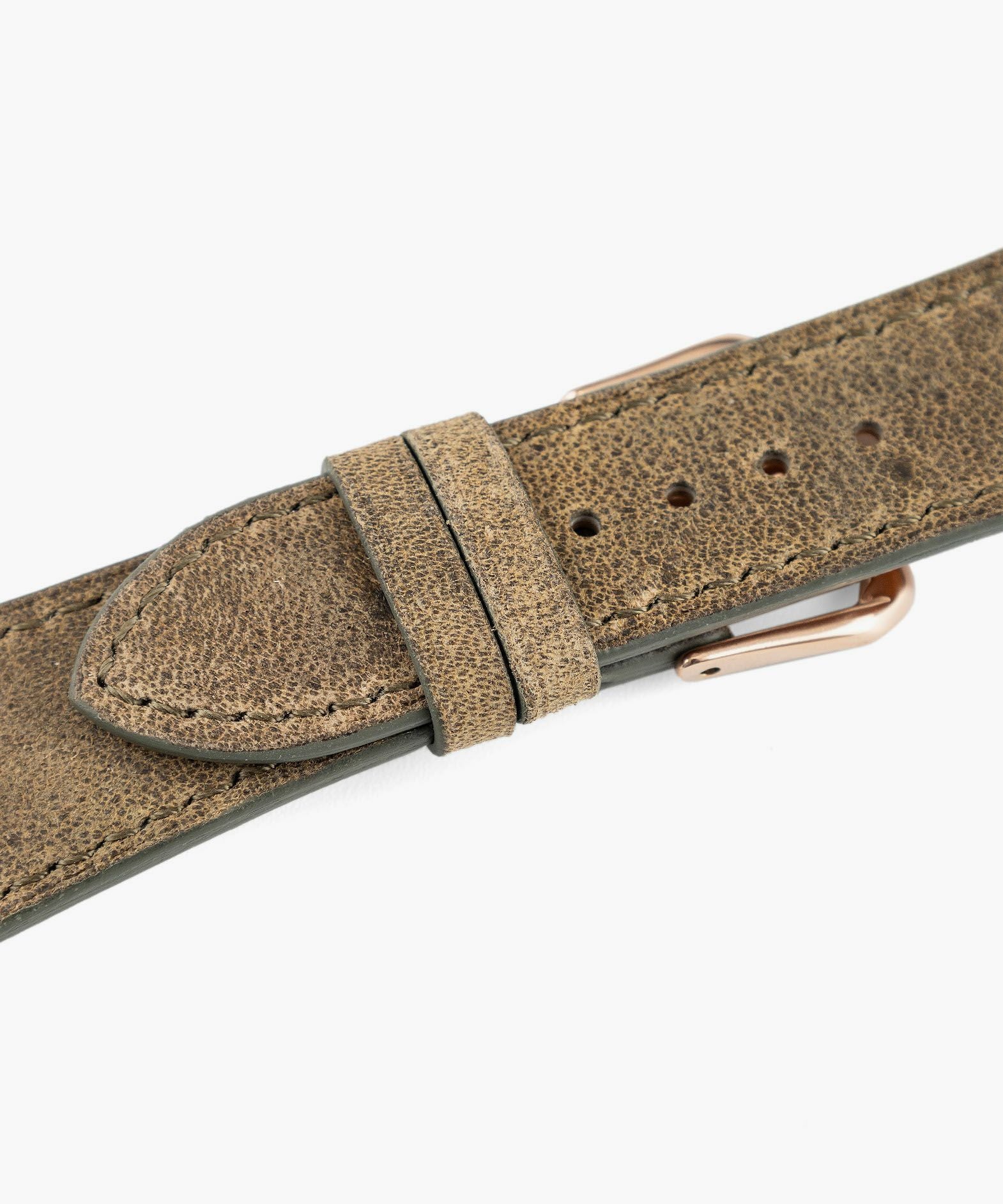 表面（クードゥー）：Khaki、裏面（ツェルマット）：Naturel、アダプター ＆ 尾錠：Rose Gold