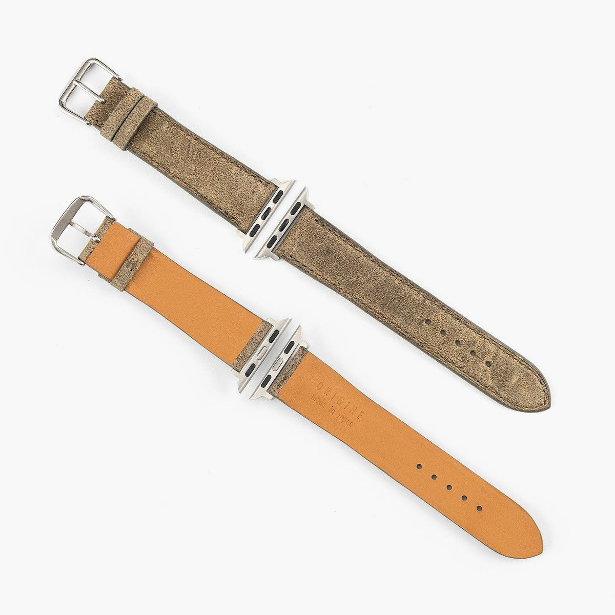 表面（クードゥー）：Khaki、裏面（ツェルマット）：Naturel、アダプター ＆ 尾錠：Silver