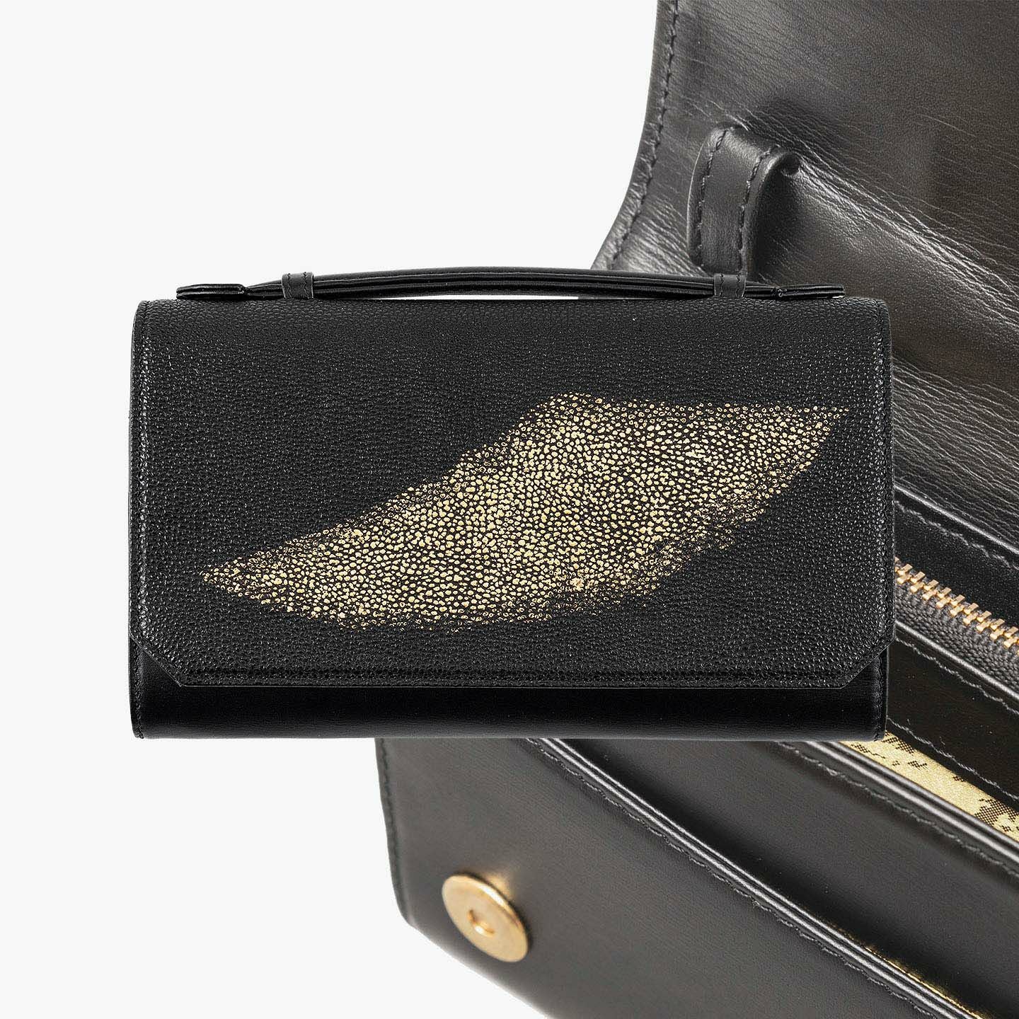 黒金刺繍クラッチバッグ EsuonHappiness 金襴 クラッチバッグ チェーン付きバッグ フォーマル