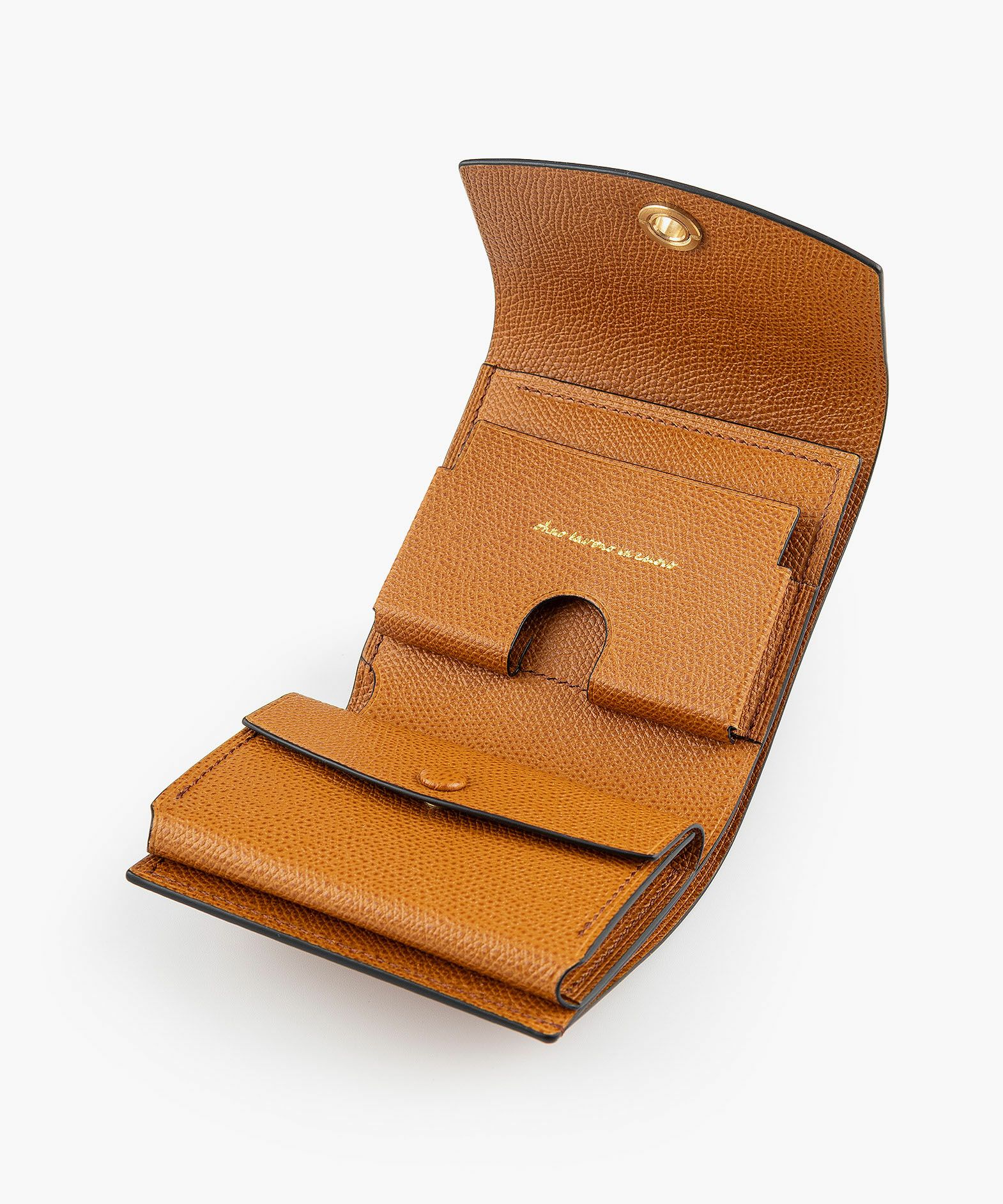 【Rizuki 】オコシ金具の三つ折り財布 Rondine 三つ折り財布 本革 ｲﾀﾘｱﾝﾚｻﾞｰ 【オコシ金具】 Brown ブラウン 三つ折り