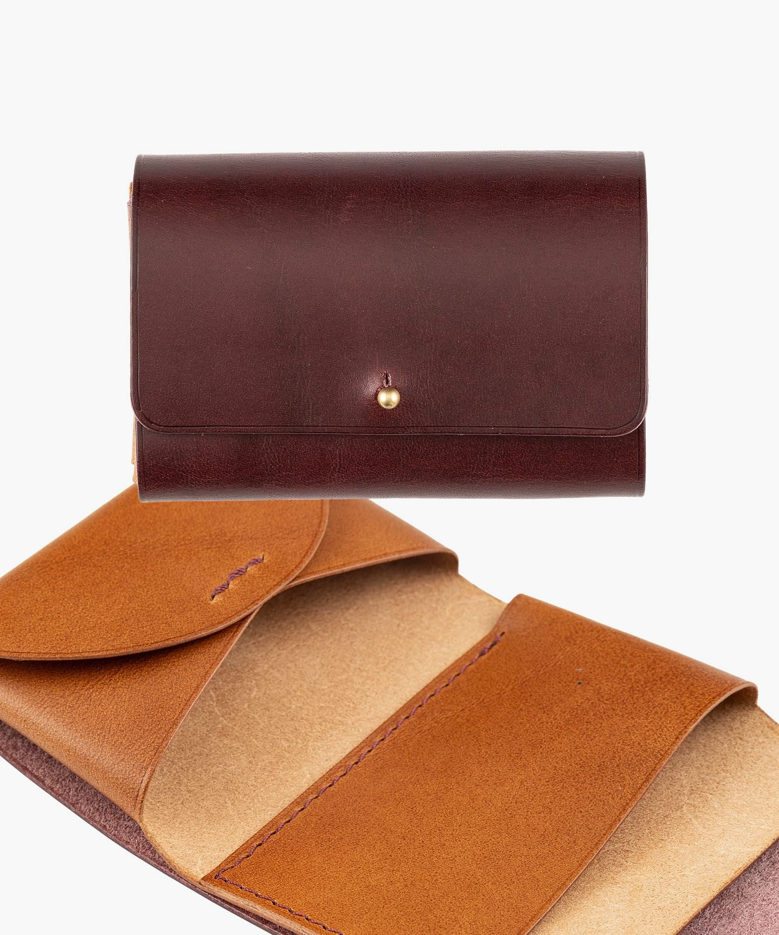 外装（ブッテーロ）：Wine、内装（ブッテーロ）：Camel、糸色：外装と同系色、金具：Gold