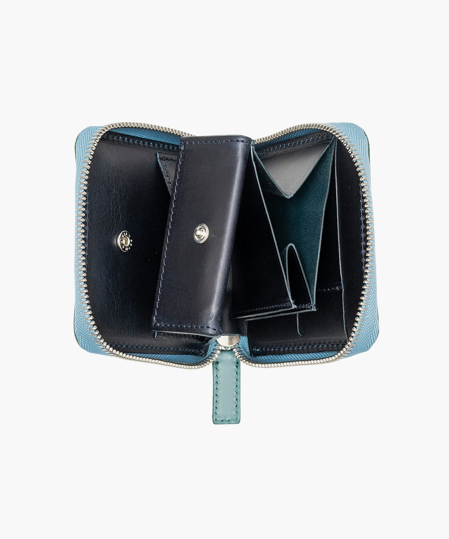 外装（ブッテーロ）：Turquoise、内装（ブッテーロ）：Navy、金具：Silver