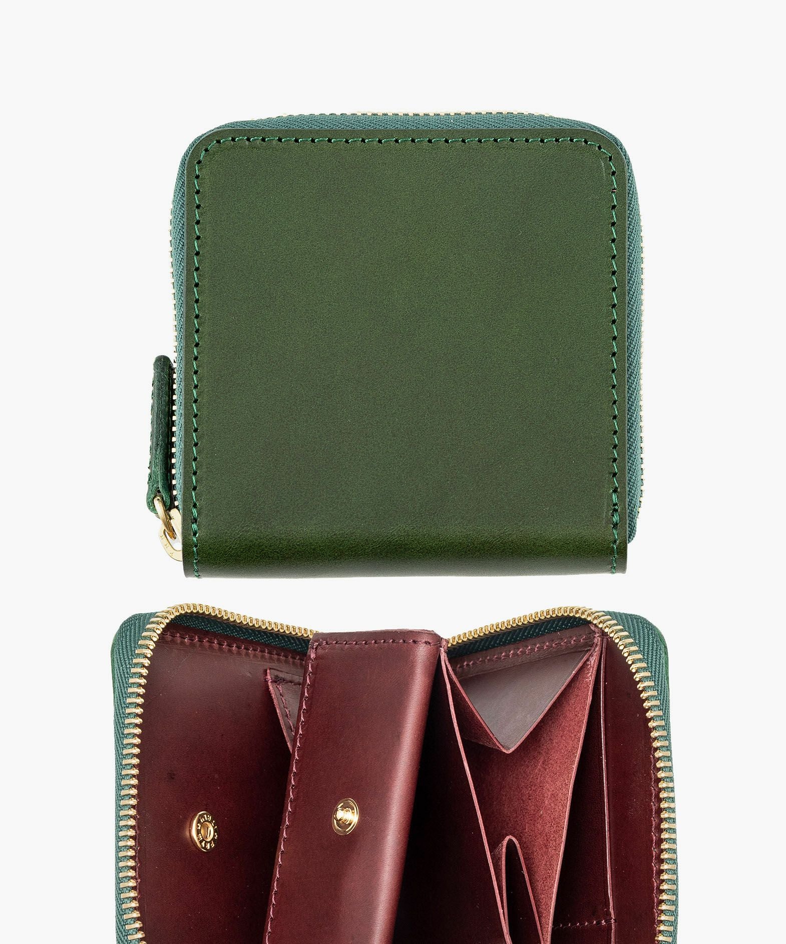 外装（ブッテーロ）：Green、内装（ブッテーロ）：Wine、金具：Gold