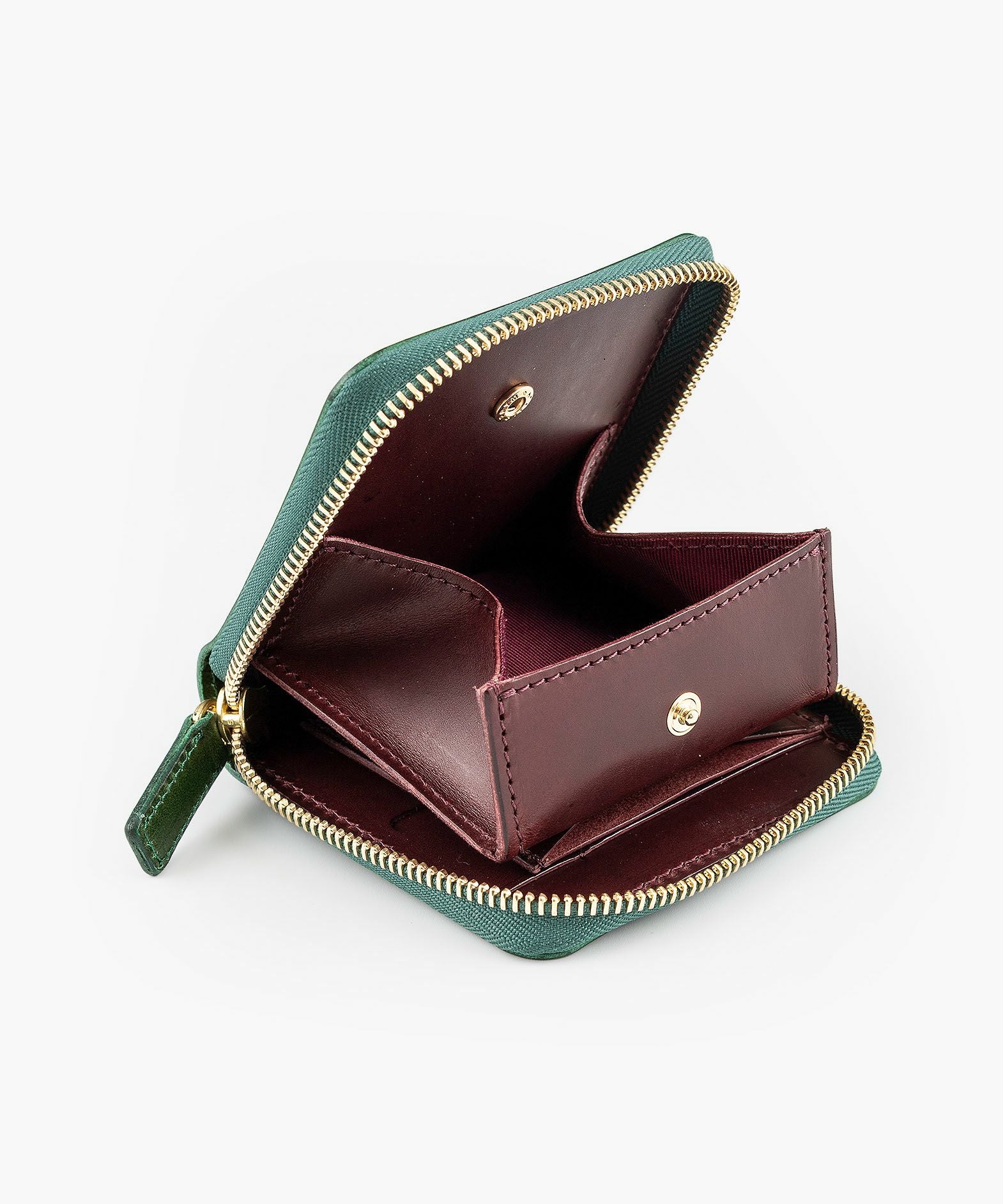 外装（ブッテーロ）：Green、内装（ブッテーロ）：Wine、金具：Gold