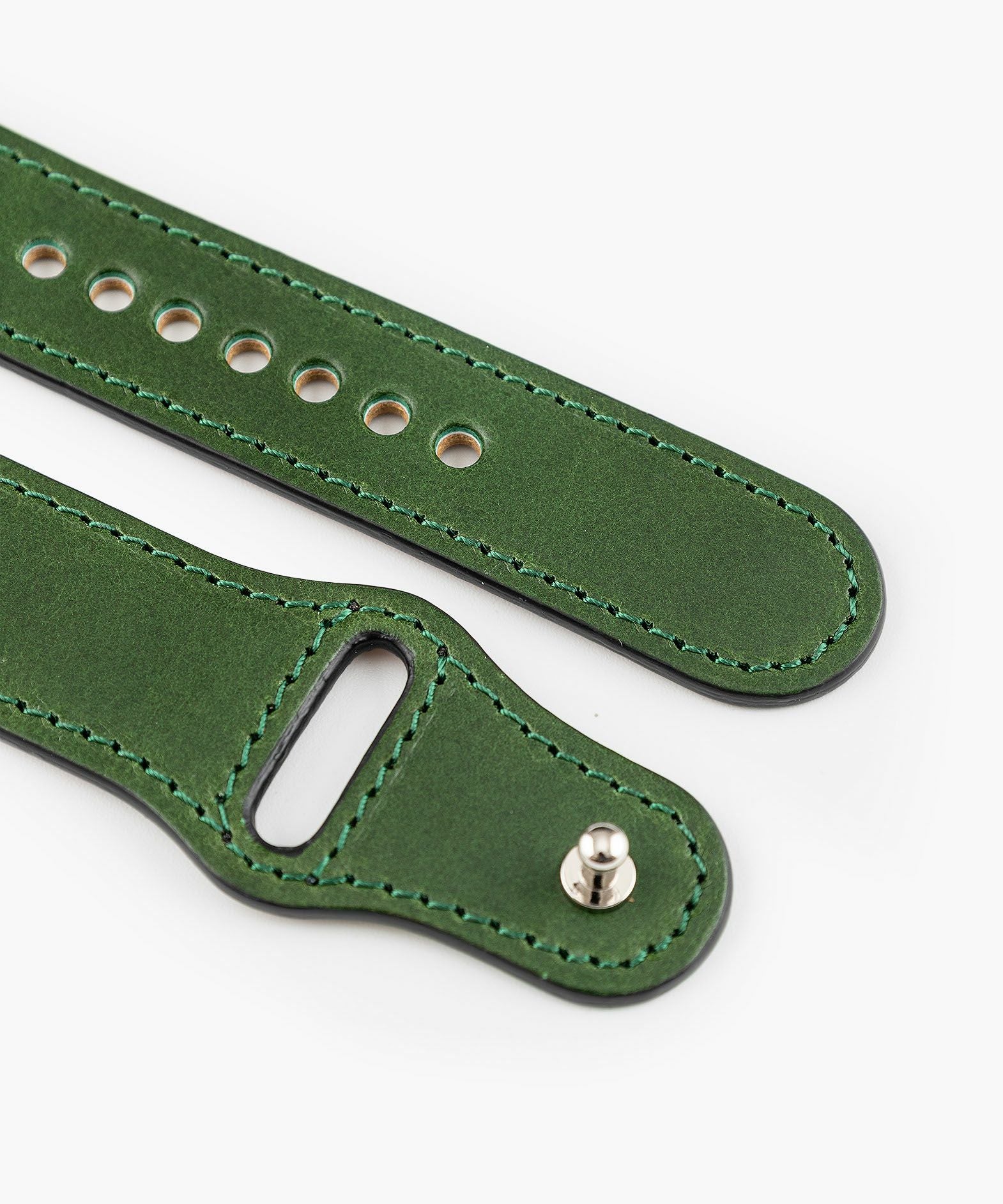 モデル＆手首サイズ：ストレート、カラー：Green、アダプター ＆ 尾錠：Silver