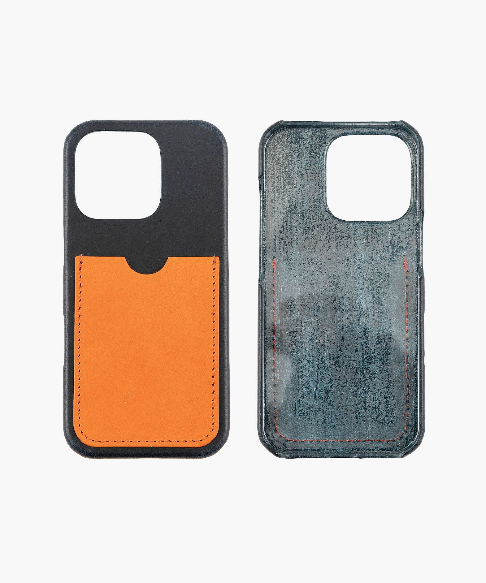 外装（ブッテーロ）：Navy、カードスロット（ブッテーロ）：Orange、糸色：外装と同系色