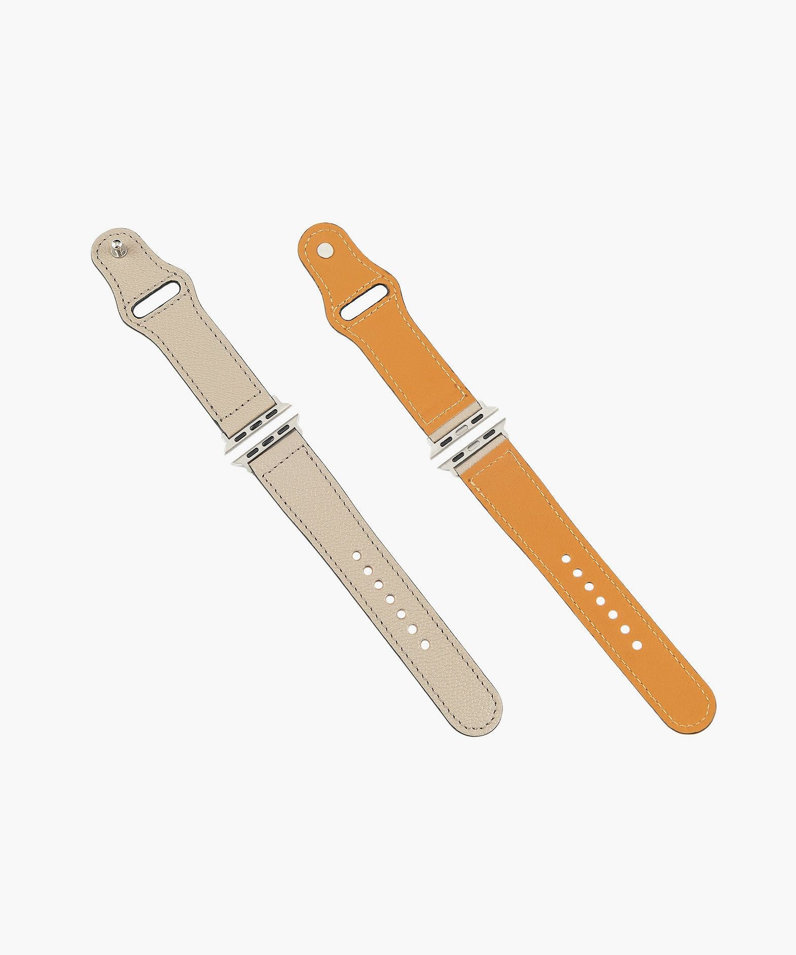 モデル＆手首サイズ：ストレート、カラー：Beige、アダプター ＆ 尾錠：Silver